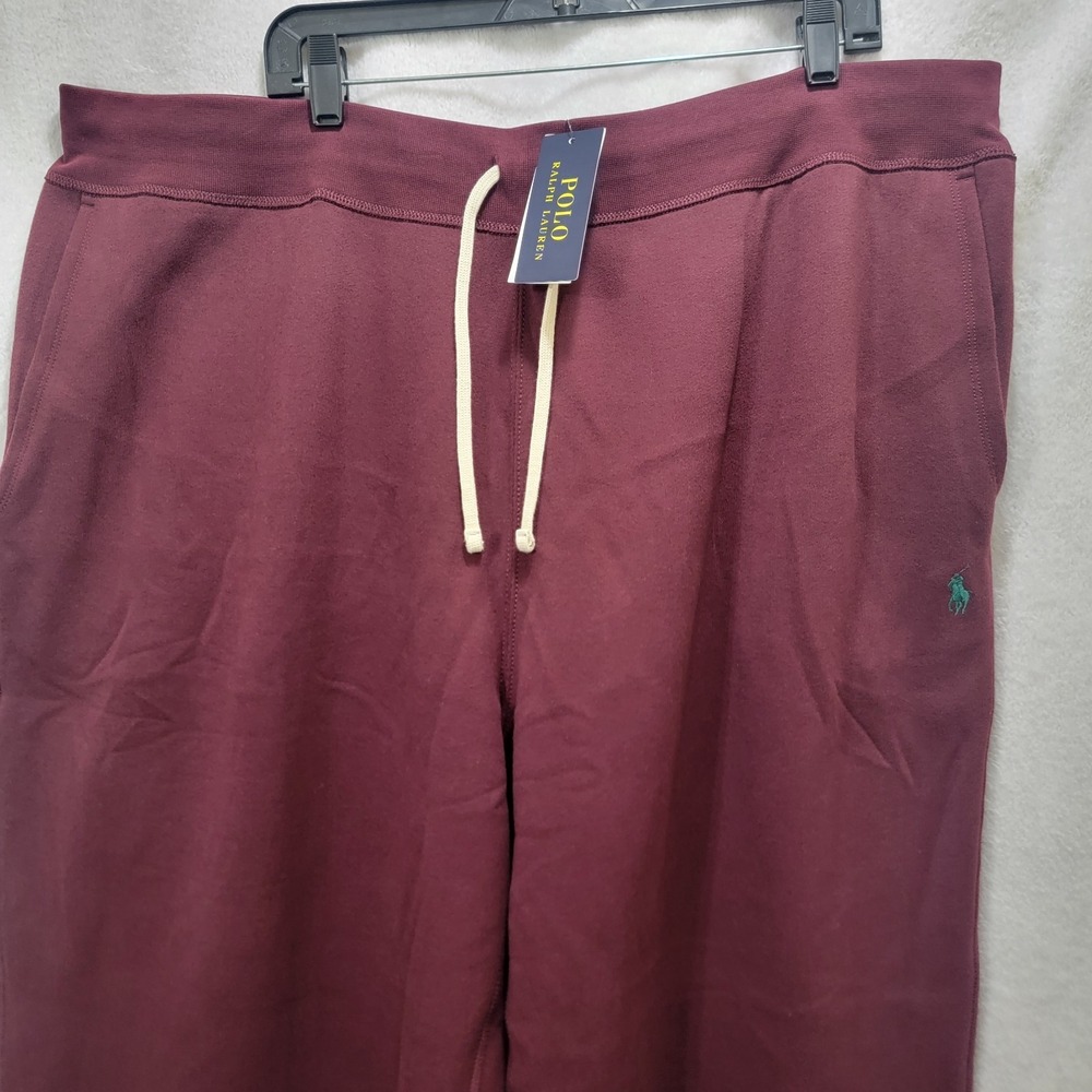 Polo Ralph Lauren Mens 3XB Tall Fleece Burgandy Jogger Pants Green Pony NWT $125